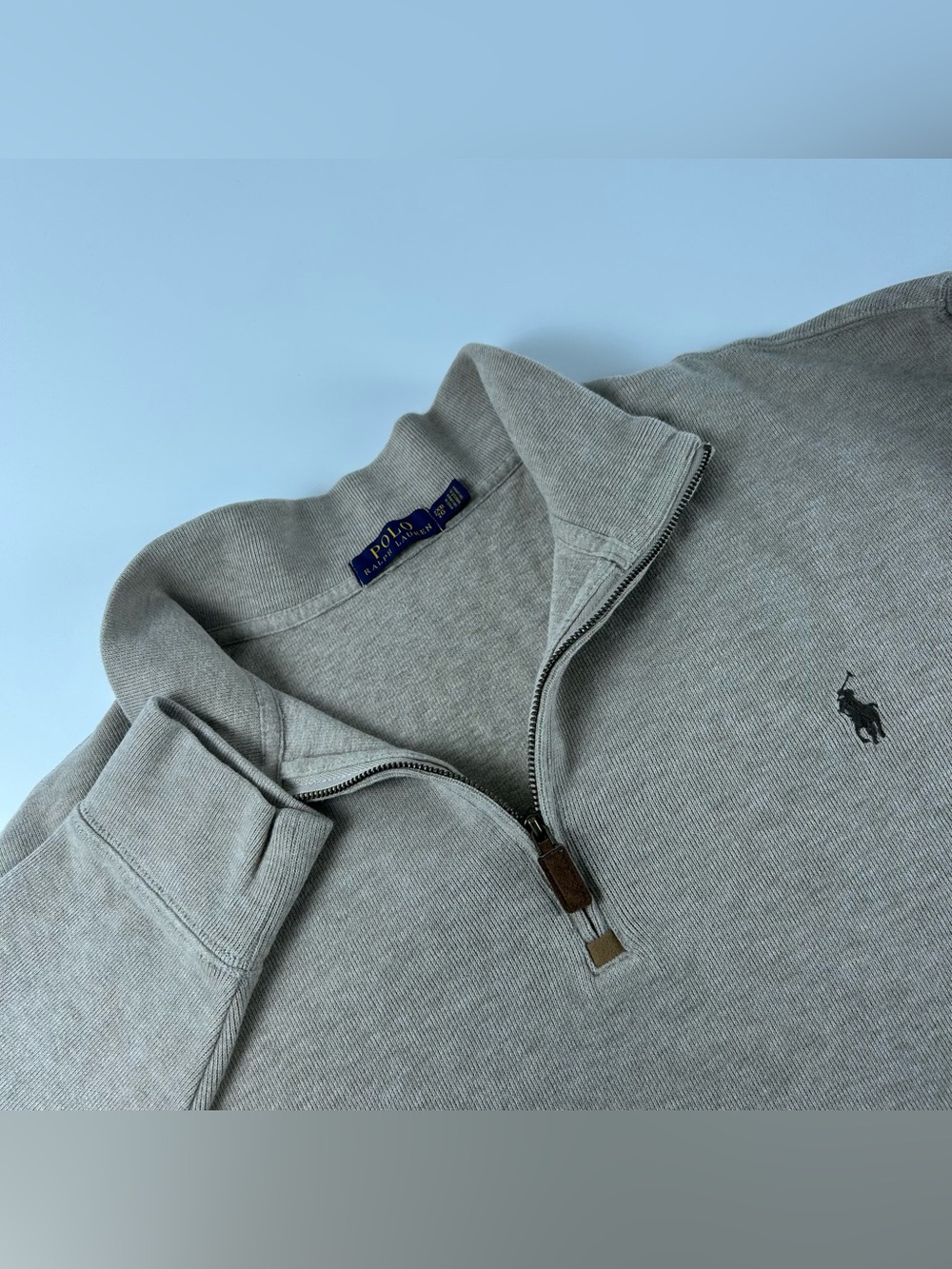 Polo Ralph Lauren Mens SZ 2XB Beige Estate Rib 1/4 Zip Casual Pullover Preppy